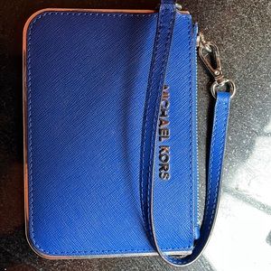 Blue Michael Kors Wristlet